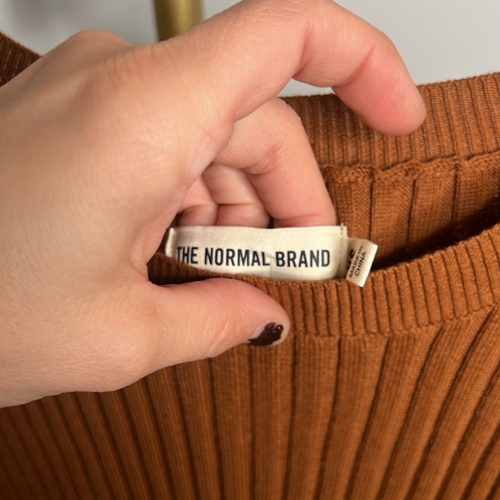 The normal brand Ava Ribbed Maxi Dress in Clay sweater dress - Picture 4 of 13